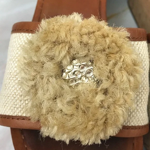 Coach Jazmin Wedge Sandals in Cream Canvas, Brown Leather & Cork - Picture 10 of 11